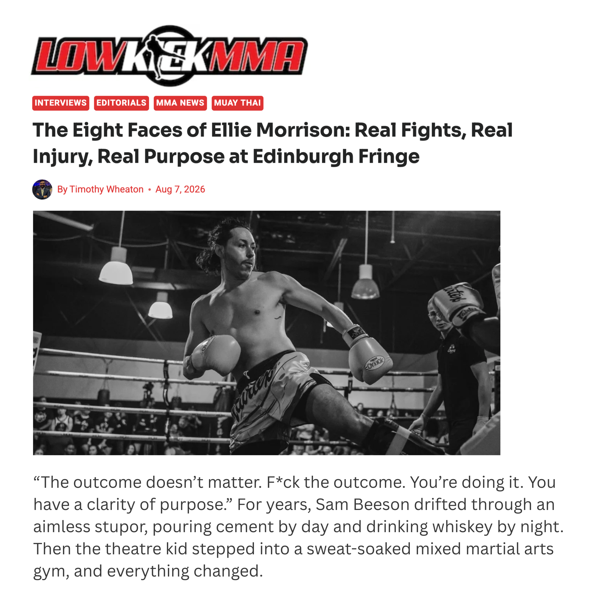 The Eight Faces of Ellie Morrison: Real Fights, Real Injury, Real Purpose at Edinburgh Fringe